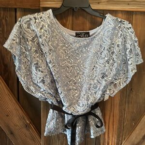 LP blue sequined top